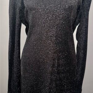 Saks Fifth Avenue Black Sparkle Long Sleeve Dress